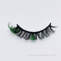 Les cils russes Green Glittler Strips Color Russian Clyels russes